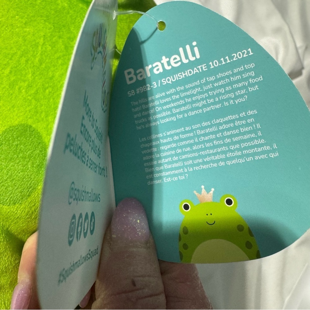 Squishmallows Baratelli Frog Prince 8” Plush NWT – Crowned Green Frog – Kellytoy - Picture 6 of 9
